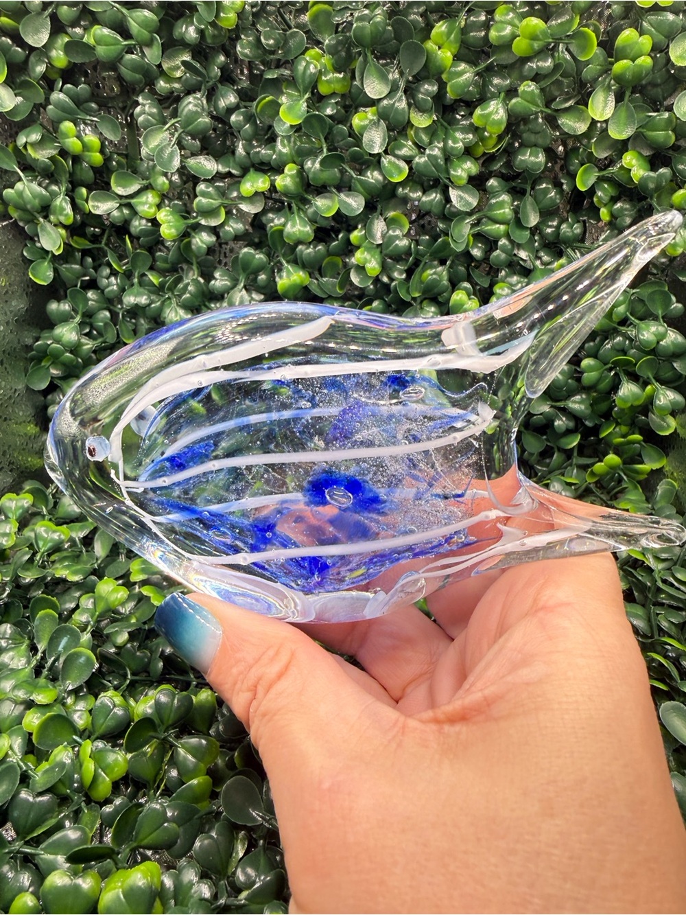 Art Glass Murano Style Hand Blown Glass Fish Paperweight Figurine